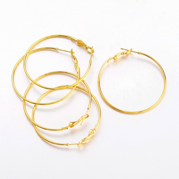 PandaHall Brass Earring Findings Hoops, DIY Material for Basketball Wives Hoop Earrings, Nickel Free, Golden Color, about 40mm in diameter...
PandaHall Brass Earring Findings Hoops, DIY Material for Basketball Wives Hoop Earrings, Nickel Free, Golden Color, about 40mm in diameter...