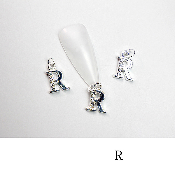 PandaHall Alloy Rhinestone Cabochons, Nail Art Decoration Accessories, with Jump Ring, Letter, Platinum, Letter.R, 11~14x5~12mm..., Clear
PandaHall Alloy Rhinestone Cabochons, Nail Art Decoration Accessories, with Jump Ring, Letter, Platinum, Letter.R, 11~14x5~12mm..., Clear