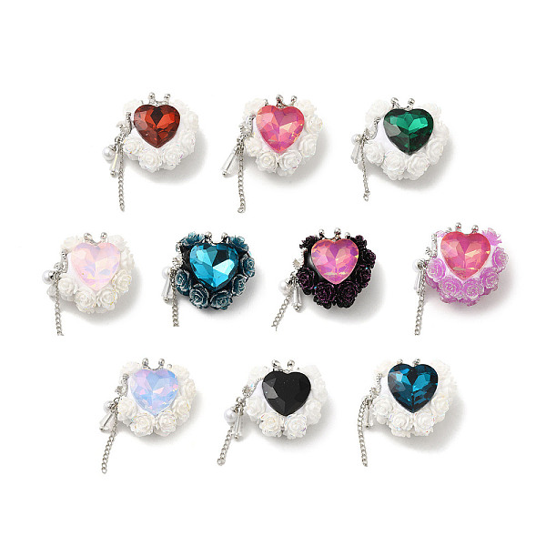 PandaHall Polymer Clay Rhinestone Beads, with Acrylic & Glass Cabochon and Alloy Finding, Heart with Crown & Rose, Mixed Color, 25x28x18mm..., Multicolor
PandaHall Polymer Clay Rhinestone Beads, with Acrylic & Glass Cabochon and Alloy Finding, Heart with Crown & Rose, Mixed Color, 25x28x18mm..., Multicolor