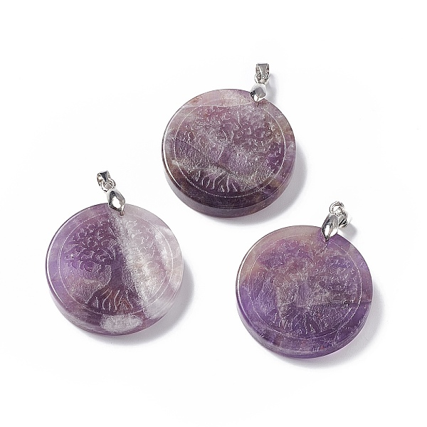 PandaHall Natural Amethyst Pendants, Flat Round Charms with Tree of Life Pattern, with Rack Plating Platinum Tone Brass Findings, Cadmium...
PandaHall Natural Amethyst Pendants, Flat Round Charms with Tree of Life Pattern, with Rack Plating Platinum Tone Brass Findings, Cadmium...