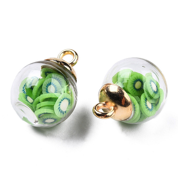 PandaHall Glass Ball Pendants, with Handmade Polymer Clay Inside and CCB Plastic Findings, Round, Golden, Light Green, 21x15.5~16mm, Hole...
PandaHall Glass Ball Pendants, with Handmade Polymer Clay Inside and CCB Plastic Findings, Round, Golden, Light Green, 21x15.5~16mm, Hole...