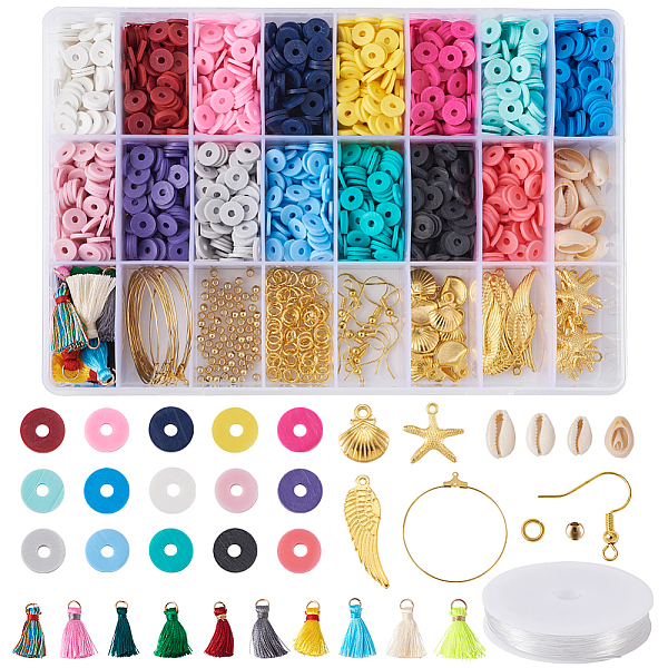 PandaHall DIY Jewelry Set Making, with Handmade Polymer Clay Heishi Beads, Cowrie Shell Beads, Alloy Pendants, Brass Beads & Earring..., Multicolor
PandaHall DIY Jewelry Set Making, with Handmade Polymer Clay Heishi Beads, Cowrie Shell Beads, Alloy Pendants, Brass Beads & Earring..., Multicolor