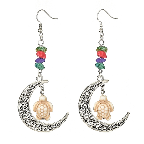 PandaHall Dyed Synthetic Turquoise Crescent Moon with Tortoise Dangle Earring, Antique Silver Alloy Long Drop Earrings, Beige, 84x35mm..., Yellow
PandaHall Dyed Synthetic Turquoise Crescent Moon with Tortoise Dangle Earring, Antique Silver Alloy Long Drop Earrings, Beige, 84x35mm..., Yellow