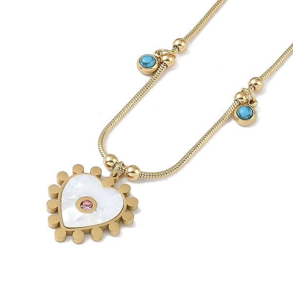 PandaHall 304 Stainless Steel Snake Chain Necklaces, Heart Pendant Necklaces, with Synthetic Turquoise Charms, Real 18K Gold Plated, Real...
PandaHall 304 Stainless Steel Snake Chain Necklaces, Heart Pendant Necklaces, with Synthetic Turquoise Charms, Real 18K Gold Plated, Real...