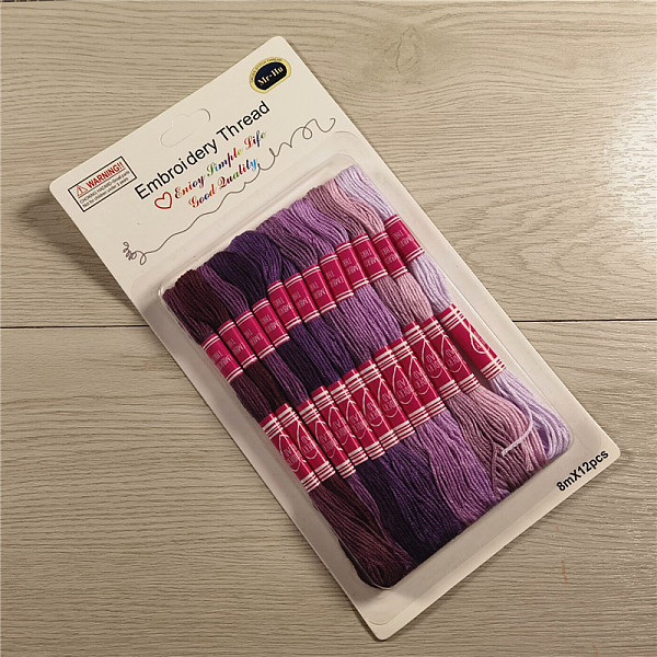 PandaHall 12 Skeins 12 Colors 6-Ply Polycotton(Polyester Cotton) Embroidery Floss, Cross Stitch Threads, Gradient Color, Purple, 0.8mm, 8m...
PandaHall 12 Skeins 12 Colors 6-Ply Polycotton(Polyester Cotton) Embroidery Floss, Cross Stitch Threads, Gradient Color, Purple, 0.8mm, 8m...
