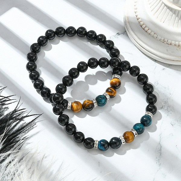 PandaHall 2Pcs 2 Style Dyed Natural Tiger Eye & Black Onyx Round Beaded Stretch Bracelets Set, Stackable Bracelets for Women, Inner Diameter...
PandaHall 2Pcs 2 Style Dyed Natural Tiger Eye & Black Onyx Round Beaded Stretch Bracelets Set, Stackable Bracelets for Women, Inner Diameter...