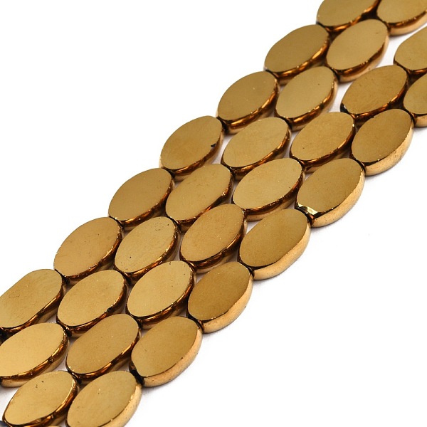 PandaHall Glass Beads Strands, Oval, Golden Plated, 10x6x3mm, Hole: 1mm, about 54~60Pcs/strand, 20.47~23.62''(52~60cm) Glass Oval
PandaHall Glass Beads Strands, Oval, Golden Plated, 10x6x3mm, Hole: 1mm, about 54~60Pcs/strand, 20.47~23.62''(52~60cm) Glass Oval