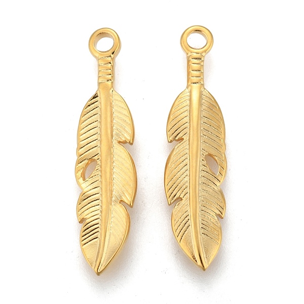PandaHall 304 Stainless Steel Pendants, Leaf, Golden, 27x6.5x2mm, Hole: 1.8mm 304 Stainless Steel Leaf
PandaHall 304 Stainless Steel Pendants, Leaf, Golden, 27x6.5x2mm, Hole: 1.8mm 304 Stainless Steel Leaf
