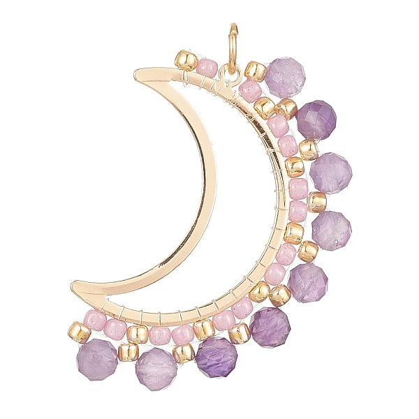 PandaHall Natural Amethyst Faceted Round Pendants, Brass Open Back Bezel Moon Charms with Glass Seed Beads, Golden, 32x23x3.5mm, Hole: 3.4mm...
PandaHall Natural Amethyst Faceted Round Pendants, Brass Open Back Bezel Moon Charms with Glass Seed Beads, Golden, 32x23x3.5mm, Hole: 3.4mm...