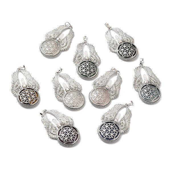 PandaHall Natural & Synthetic Mixed Stone Big Pendants, Flat Round with Wing Charms, with Rack Plating Platinum Tone Brass Findings, Cadmium...
PandaHall Natural & Synthetic Mixed Stone Big Pendants, Flat Round with Wing Charms, with Rack Plating Platinum Tone Brass Findings, Cadmium...