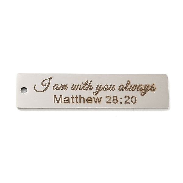 PandaHall 201 Stainless Steel Big Pendants, Rectangle with Word I am with you Always Charms, Stainless Steel Color, 50x12x1.5mm, Hole: 2mm...
PandaHall 201 Stainless Steel Big Pendants, Rectangle with Word I am with you Always Charms, Stainless Steel Color, 50x12x1.5mm, Hole: 2mm...