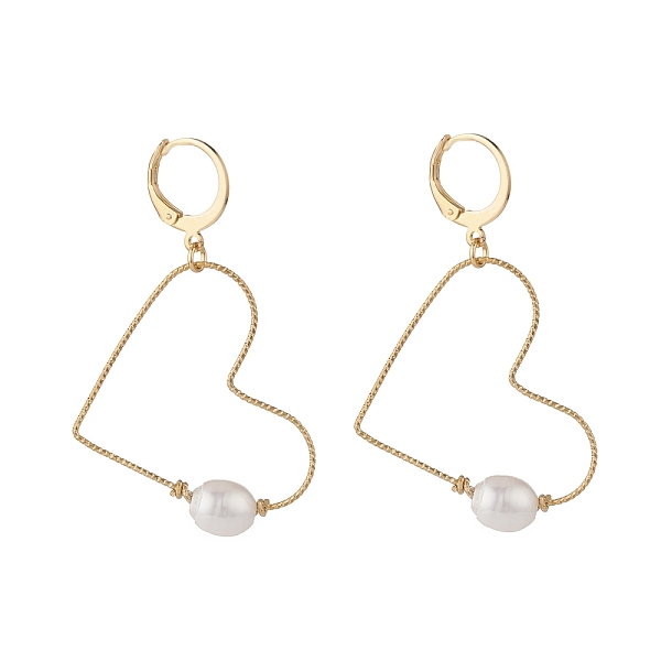 PandaHall Large Heart Wire Dangle Hoop Earring, Pearl Beaded Drop Earrings for Women, Golden, Seashell Color, 49mm, Pin: 0.85mm Pearl Heart
PandaHall Large Heart Wire Dangle Hoop Earring, Pearl Beaded Drop Earrings for Women, Golden, Seashell Color, 49mm, Pin: 0.85mm Pearl Heart