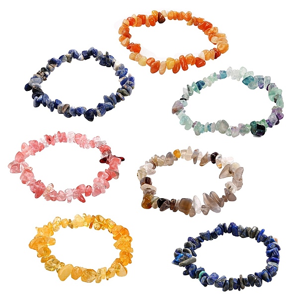 PandaHall 7Pcs 7 Styles Chip Natural & Synthetic Gemstone Beaded Stretch Bracelets Sets, 1set/style Mixed Stone
PandaHall 7Pcs 7 Styles Chip Natural & Synthetic Gemstone Beaded Stretch Bracelets Sets, 1set/style Mixed Stone