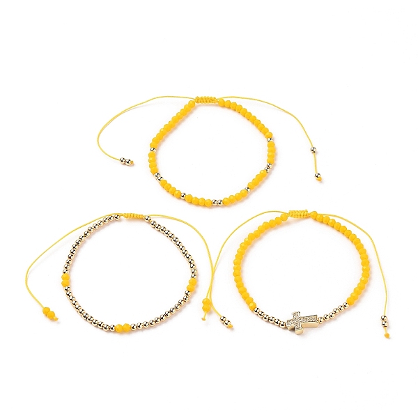PandaHall Adjustable Nylon Cord Braided Bead Bracelets Sets, with Glass Seed Beads, Brass Round Beads and Brass Micro Pave Clear Cubic..., Yellow
PandaHall Adjustable Nylon Cord Braided Bead Bracelets Sets, with Glass Seed Beads, Brass Round Beads and Brass Micro Pave Clear Cubic..., Yellow