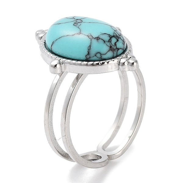 PandaHall 304 Stainless Steel Ring, Adjustable Synthetic Turquoise Rings, Oval, 15.5x21.5mm, Inner Diameter: Adjustable Synthetic Turquoise...
PandaHall 304 Stainless Steel Ring, Adjustable Synthetic Turquoise Rings, Oval, 15.5x21.5mm, Inner Diameter: Adjustable Synthetic Turquoise...