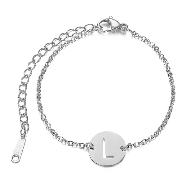 PandaHall 201 Stainless Steel Link Bracelets, with Cable Chains and Lobster Claw Clasps, Flat Round with Letter, Letter.L, 6 inch~6-3/4 inch...
PandaHall 201 Stainless Steel Link Bracelets, with Cable Chains and Lobster Claw Clasps, Flat Round with Letter, Letter.L, 6 inch~6-3/4 inch...