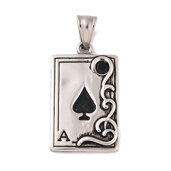 PandaHall 304 Stainless Steel Pendants, with Rhinestone, Playing Card, Ace of Spades Charm, Antique Silver, 35x20.5x3.5mm, Hole: 9x4.5mm 304...
PandaHall 304 Stainless Steel Pendants, with Rhinestone, Playing Card, Ace of Spades Charm, Antique Silver, 35x20.5x3.5mm, Hole: 9x4.5mm 304...