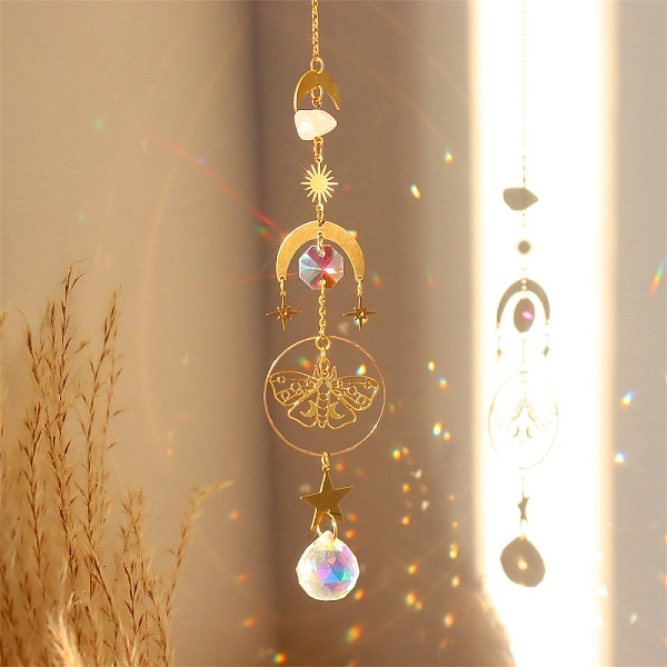 PandaHall Natural Rose Quartz Brass Moon & Star Hanging Ornaments, Teardrop Glass Tassel Suncatchers for Home Outdoor Decoration, Butterfly..., Clear
PandaHall Natural Rose Quartz Brass Moon & Star Hanging Ornaments, Teardrop Glass Tassel Suncatchers for Home Outdoor Decoration, Butterfly..., Clear