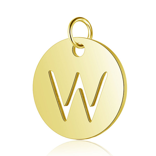 PandaHall 304 Stainless Steel Charms, Flat Round with Letter, Golden, Letter.W, 12x1mm, Hole: 2.5mm 304 Stainless Steel Letter W
PandaHall 304 Stainless Steel Charms, Flat Round with Letter, Golden, Letter.W, 12x1mm, Hole: 2.5mm 304 Stainless Steel Letter W
