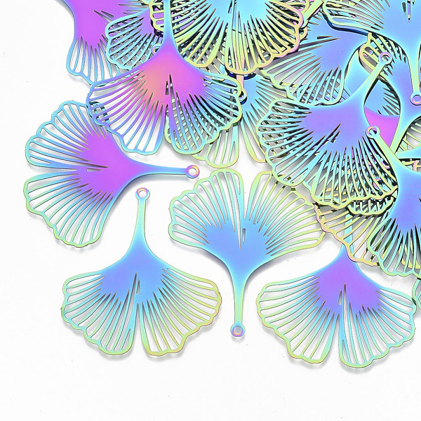 PandaHall Ion Plating(IP) 201 Stainless Steel Filigree Pendants, Etched Metal Embellishments, Ginkgo Leaf, Rainbow Color, 40x36x0.3mm, Hole...
PandaHall Ion Plating(IP) 201 Stainless Steel Filigree Pendants, Etched Metal Embellishments, Ginkgo Leaf, Rainbow Color, 40x36x0.3mm, Hole...