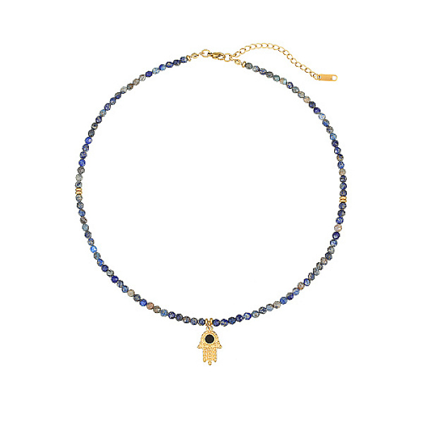 PandaHall Natural Lapis Lazuli Beaded Necklace, Hamsa Hand Stainless Steel Pendant Necklaces for Women, 15.75 inch(40cm) Lapis Lazuli Hamsa...
PandaHall Natural Lapis Lazuli Beaded Necklace, Hamsa Hand Stainless Steel Pendant Necklaces for Women, 15.75 inch(40cm) Lapis Lazuli Hamsa...