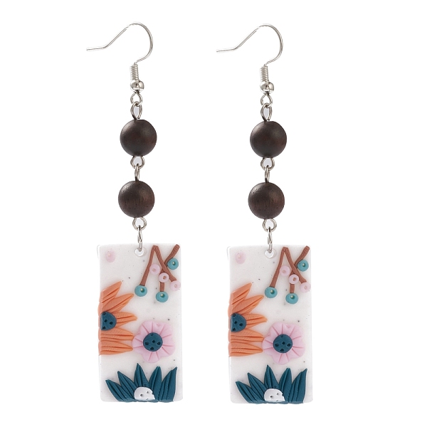 PandaHall Polymer Clay Dangle Earrings, with Natural Wood Round Beads and 316 Surgical Stainless Steel Earring Hooks, Rectangle with Flower...
PandaHall Polymer Clay Dangle Earrings, with Natural Wood Round Beads and 316 Surgical Stainless Steel Earring Hooks, Rectangle with Flower...
