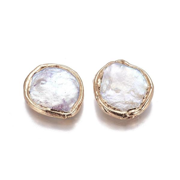 PandaHall Natural Baroque Pearl Keshi Pearl Beads, Cultured Freshwater Pearl, Edge Golden Plated, Flat Round, White, 14~16mm, Hole: 0.5mm...
PandaHall Natural Baroque Pearl Keshi Pearl Beads, Cultured Freshwater Pearl, Edge Golden Plated, Flat Round, White, 14~16mm, Hole: 0.5mm...