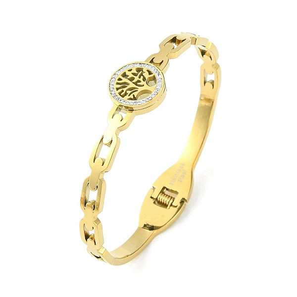 PandaHall 304 Stainless Steel Hinged Bangles, with Rhinestone, Flat Round with Tree of Life Bangle for Women, Golden, 0.25cm, Inner Diameter...
PandaHall 304 Stainless Steel Hinged Bangles, with Rhinestone, Flat Round with Tree of Life Bangle for Women, Golden, 0.25cm, Inner Diameter...