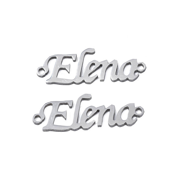 PandaHall 304 Stainless Steel Connector Charms, Word Elena, Stainless Steel Color, 9x25x1mm, Hole: 1.2mm 304 Stainless Steel Word
PandaHall 304 Stainless Steel Connector Charms, Word Elena, Stainless Steel Color, 9x25x1mm, Hole: 1.2mm 304 Stainless Steel Word