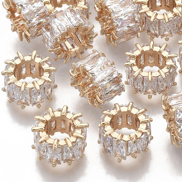 PandaHall Brass Micro Pave Cubic Zirconia European Beads, Large Hole Beads, Nickel Free, Rondelle, Clear, Real 18K Gold Plated, 10x6mm, Hole...
PandaHall Brass Micro Pave Cubic Zirconia European Beads, Large Hole Beads, Nickel Free, Rondelle, Clear, Real 18K Gold Plated, 10x6mm, Hole...