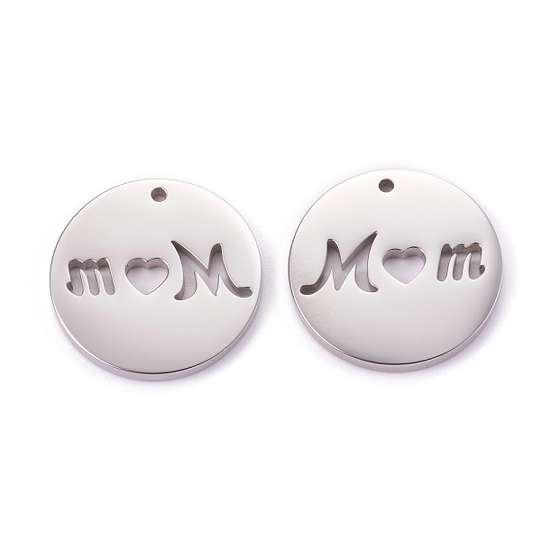 PandaHall Mother's Day 304 Stainless Steel Pendants, Flat Round with Hollow Word Mom, Stainless Steel Color, 20x1.3mm, Hole: 2mm 304...
PandaHall Mother's Day 304 Stainless Steel Pendants, Flat Round with Hollow Word Mom, Stainless Steel Color, 20x1.3mm, Hole: 2mm 304...