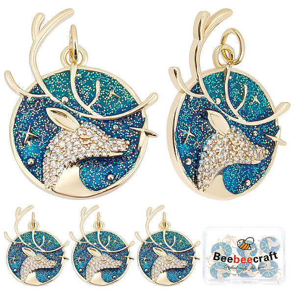 PandaHall Beebeecraft 6Pcs/Box Deer Charms 18K Gold Plated Brass Cubic Zirconia Elk Charms Enamel Flat Round Charm Pendants for Bracelets..., Blue
PandaHall Beebeecraft 6Pcs/Box Deer Charms 18K Gold Plated Brass Cubic Zirconia Elk Charms Enamel Flat Round Charm Pendants for Bracelets..., Blue