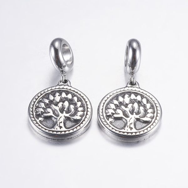 PandaHall 304 Stainless Steel European Dangle Charms, Flat Round with Tree of Life, Large Hole Pendants, Antique Silver, 28mm, Hole: 5mm...
PandaHall 304 Stainless Steel European Dangle Charms, Flat Round with Tree of Life, Large Hole Pendants, Antique Silver, 28mm, Hole: 5mm...