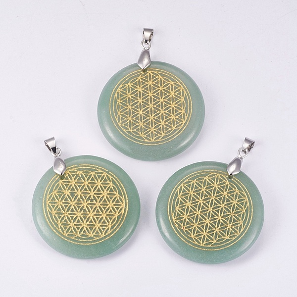 PandaHall Natural Green Aventurine Pendants, with Brass Findings, Flat Round, Platinum, 53mm, Hole: 3.5x5.5mm, Pendant: 47x38x6mm Green...
PandaHall Natural Green Aventurine Pendants, with Brass Findings, Flat Round, Platinum, 53mm, Hole: 3.5x5.5mm, Pendant: 47x38x6mm Green...