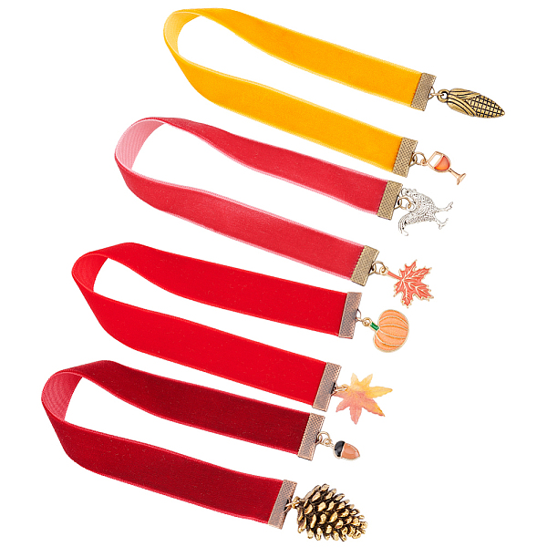PandaHall 1 Set Thanksgiving Day Theme Velvet Bookmarks, Alloy Acorn/Pumpkin/Maple Leaf Pendant Bookmark, Mixed Color, 305~310mm, 4pcs/set..., Multicolor
PandaHall 1 Set Thanksgiving Day Theme Velvet Bookmarks, Alloy Acorn/Pumpkin/Maple Leaf Pendant Bookmark, Mixed Color, 305~310mm, 4pcs/set..., Multicolor
