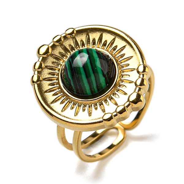 PandaHall 304 Stainless Steel Open Cuff Rings, Synthetic Malachite Flat Round Rings for Women Men, Real 18K Gold Plated, Adjustable...
PandaHall 304 Stainless Steel Open Cuff Rings, Synthetic Malachite Flat Round Rings for Women Men, Real 18K Gold Plated, Adjustable...