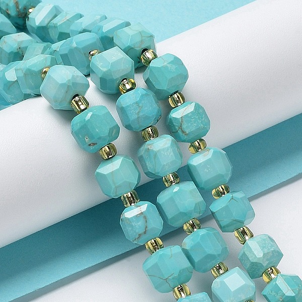 PandaHall Natural Howlite Beads Strands, Dyed, Faceted, Cube, with Seed Beads, 6.5~7x6.5~7x6.5~7mm, Hole: 1mm, about 43pcs/strand...
PandaHall Natural Howlite Beads Strands, Dyed, Faceted, Cube, with Seed Beads, 6.5~7x6.5~7x6.5~7mm, Hole: 1mm, about 43pcs/strand...