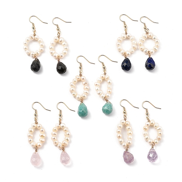 PandaHall Dangle Earrings, with Natural Pearl Beads, teardrop, Gemstone Charms and Brass Earring Hooks, 61mm, Pin: 0.7mm Mixed Stone
PandaHall Dangle Earrings, with Natural Pearl Beads, teardrop, Gemstone Charms and Brass Earring Hooks, 61mm, Pin: 0.7mm Mixed Stone
