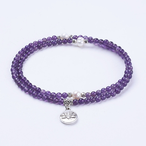 PandaHall Gemstone Stretch Necklaces, Double Layer Necklaces, with Acrylic Beads and Tibetan Style Pendant, Lotus, 20 inch(51cm) Amethyst..., Purple
PandaHall Gemstone Stretch Necklaces, Double Layer Necklaces, with Acrylic Beads and Tibetan Style Pendant, Lotus, 20 inch(51cm) Amethyst..., Purple