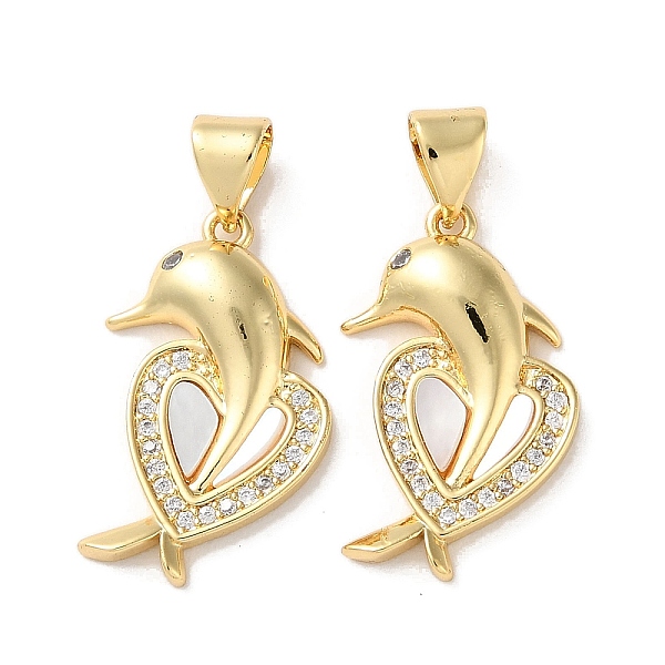 PandaHall Brass Micro Pave Clear Cubic Zirconia Pendants, with Shell, Real 18K Gold Plated, Heart, Dolphin, 20.5x13x3.5mm, Hole: 5x3.5mm...
PandaHall Brass Micro Pave Clear Cubic Zirconia Pendants, with Shell, Real 18K Gold Plated, Heart, Dolphin, 20.5x13x3.5mm, Hole: 5x3.5mm...