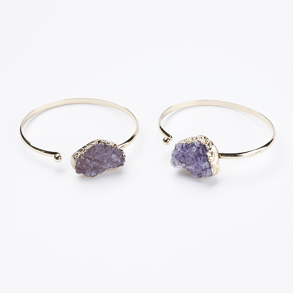 PandaHall Brass Cuff Bangles, with Natural Druzy Amethyst, Golden, 2-3/8 inchx2-5/8 inch(59x68mm) Amethyst
PandaHall Brass Cuff Bangles, with Natural Druzy Amethyst, Golden, 2-3/8 inchx2-5/8 inch(59x68mm) Amethyst