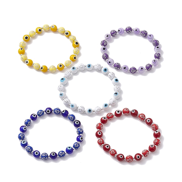 PandaHall Round with Cross Acrylic & Handmade Evil Eye Lampwork Beaded Stretch Bracelets for Women, Mixed Color, Inner Diameter: 2~2-1/4..., Multicolor
PandaHall Round with Cross Acrylic & Handmade Evil Eye Lampwork Beaded Stretch Bracelets for Women, Mixed Color, Inner Diameter: 2~2-1/4..., Multicolor