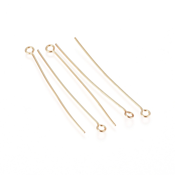 PandaHall 304 Stainless Steel Eye Pins, Golden, 22 Gauge, 40x0.6mm, Hole: 2mm 304 Stainless Steel
PandaHall 304 Stainless Steel Eye Pins, Golden, 22 Gauge, 40x0.6mm, Hole: 2mm 304 Stainless Steel