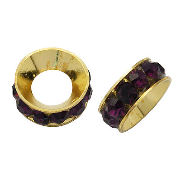 PandaHall Brass Rhinestone Spacer Beads, Grade A, Rondelle, Golden Metal Color, Amethyst, 9x4mm, Hole: 4mm Brass+Rhinestone Rondelle Purple
PandaHall Brass Rhinestone Spacer Beads, Grade A, Rondelle, Golden Metal Color, Amethyst, 9x4mm, Hole: 4mm Brass+Rhinestone Rondelle Purple