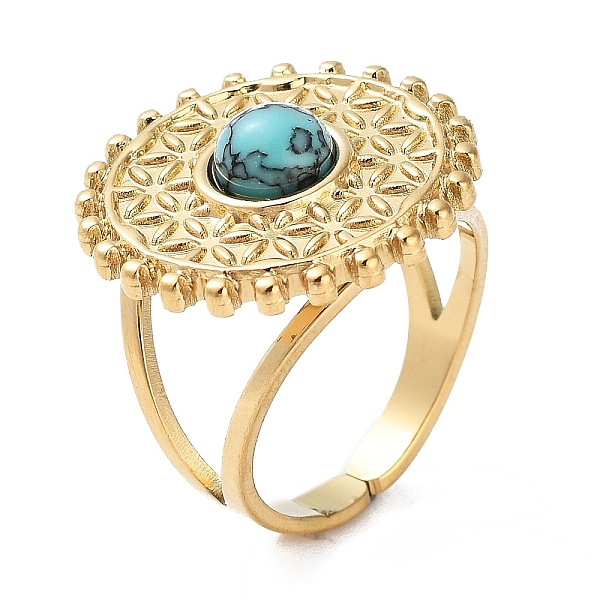PandaHall Ion Plating(IP) 304 Stainless Steel Ring, Adjustable Synthetic Turquoise Rings, Sun, 20mm, Inner Diameter: Adjustable Synthetic...
PandaHall Ion Plating(IP) 304 Stainless Steel Ring, Adjustable Synthetic Turquoise Rings, Sun, 20mm, Inner Diameter: Adjustable Synthetic...