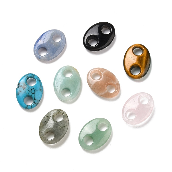 PandaHall Natural & Synthetic Gemstone Connector Charms, Pig Nose, 25x18x6.5mm, Hole: 6mm Mixed Stone Oval
PandaHall Natural & Synthetic Gemstone Connector Charms, Pig Nose, 25x18x6.5mm, Hole: 6mm Mixed Stone Oval