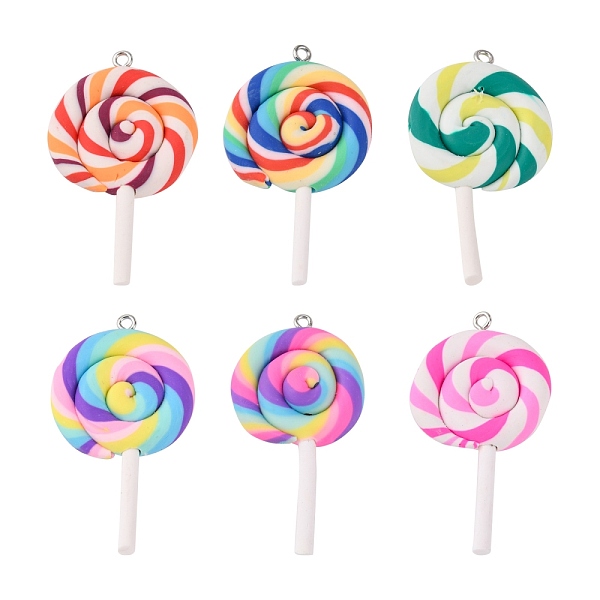 PandaHall Handmade Polymer Clay Big Pendants, Lollipop, Mixed Color, 48~56x27~29x7~10mm, Hole: 2mm Polymer Clay Candy Multicolor
PandaHall Handmade Polymer Clay Big Pendants, Lollipop, Mixed Color, 48~56x27~29x7~10mm, Hole: 2mm Polymer Clay Candy Multicolor