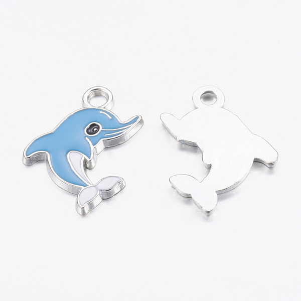 PandaHall Alloy Enamel Pendants, Cadmium Free & Lead Free, Dolphin, Platinum, Deep Sky Blue, about 26.5mm long, 20mm wide, 2mm thick, hole...
PandaHall Alloy Enamel Pendants, Cadmium Free & Lead Free, Dolphin, Platinum, Deep Sky Blue, about 26.5mm long, 20mm wide, 2mm thick, hole...