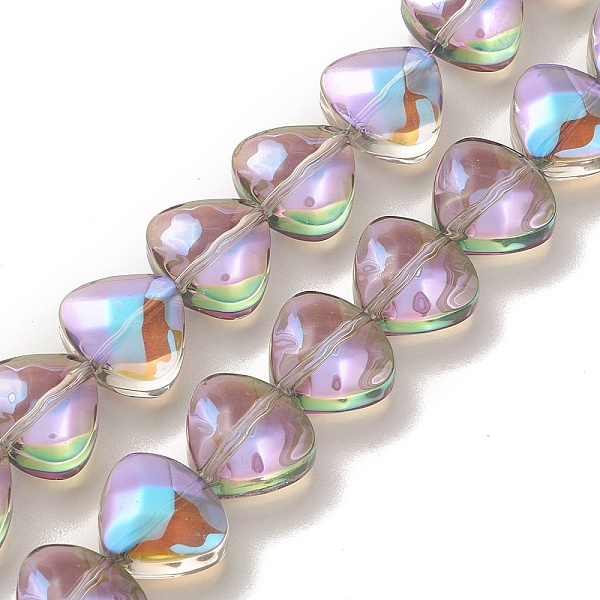 PandaHall Transparent Electroplate Glass Bead Strands, Half Rainbow Plated, Heart, Thistle, 12x13x7mm, Hole: 1mm, about 55pcs/strand..., Purple
PandaHall Transparent Electroplate Glass Bead Strands, Half Rainbow Plated, Heart, Thistle, 12x13x7mm, Hole: 1mm, about 55pcs/strand..., Purple