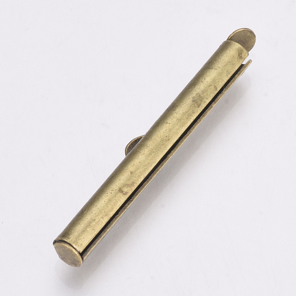 PandaHall Brass Slide On End Clasp Tubes, Slider End Caps, Antique Bronze, 5.5~6x30x4mm, Hole: 1x3mm, Inner Diameter: 3mm Brass
PandaHall Brass Slide On End Clasp Tubes, Slider End Caps, Antique Bronze, 5.5~6x30x4mm, Hole: 1x3mm, Inner Diameter: 3mm Brass